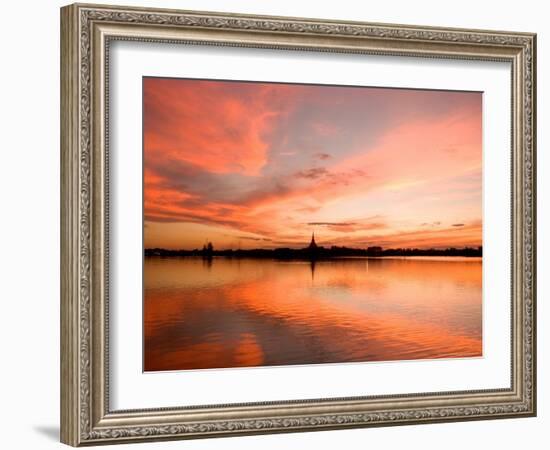 Sunset at Kaennakron Lake, Khonkaen, Thailand-Gavriel Jecan-Framed Photographic Print