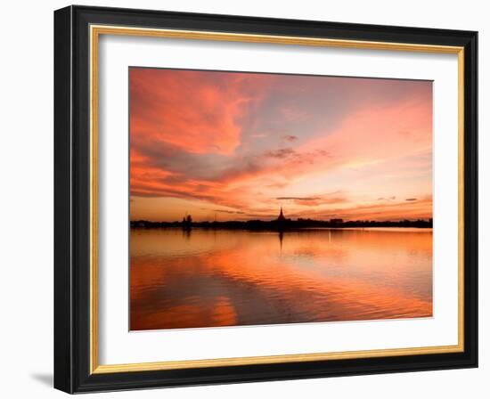 Sunset at Kaennakron Lake, Khonkaen, Thailand-Gavriel Jecan-Framed Photographic Print