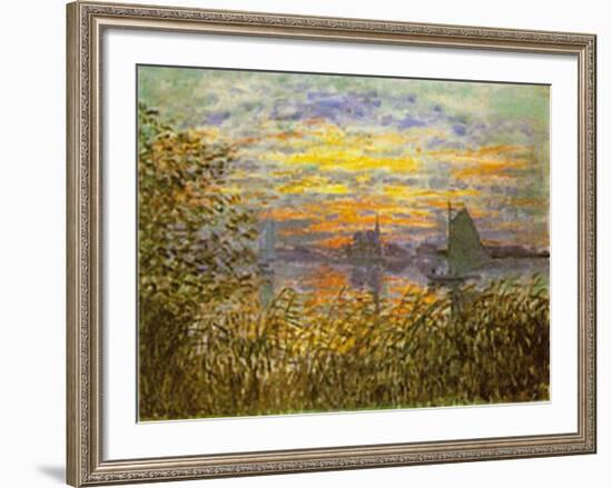 Sunset at Lavacourt-Claude Monet-Framed Art Print