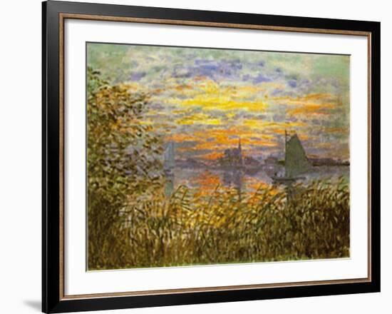 Sunset at Lavacourt-Claude Monet-Framed Art Print