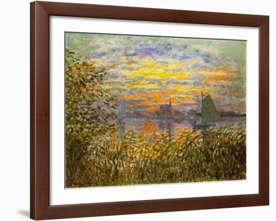 Sunset at Lavacourt-Claude Monet-Framed Art Print