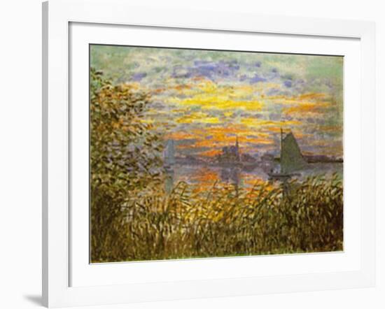 Sunset at Lavacourt-Claude Monet-Framed Art Print