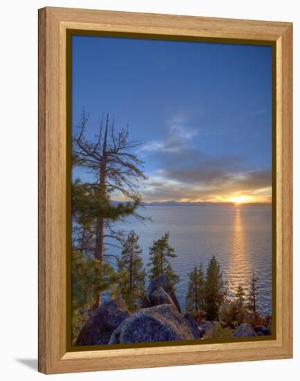 Sunset at Logan Shoals on the East Side of Lake Tahoe, Nevada, USA-Tom Norring-Framed Premier Image Canvas