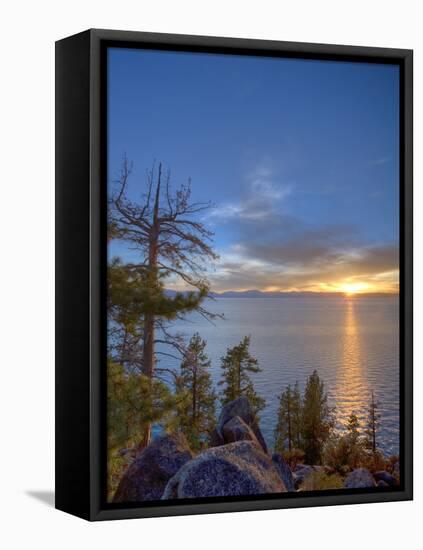 Sunset at Logan Shoals on the East Side of Lake Tahoe, Nevada, USA-Tom Norring-Framed Premier Image Canvas