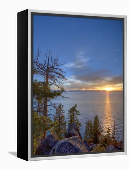 Sunset at Logan Shoals on the East Side of Lake Tahoe, Nevada, USA-Tom Norring-Framed Premier Image Canvas