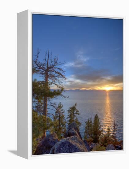 Sunset at Logan Shoals on the East Side of Lake Tahoe, Nevada, USA-Tom Norring-Framed Premier Image Canvas