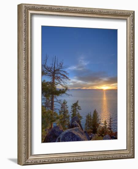 Sunset at Logan Shoals on the East Side of Lake Tahoe, Nevada, USA-Tom Norring-Framed Photographic Print