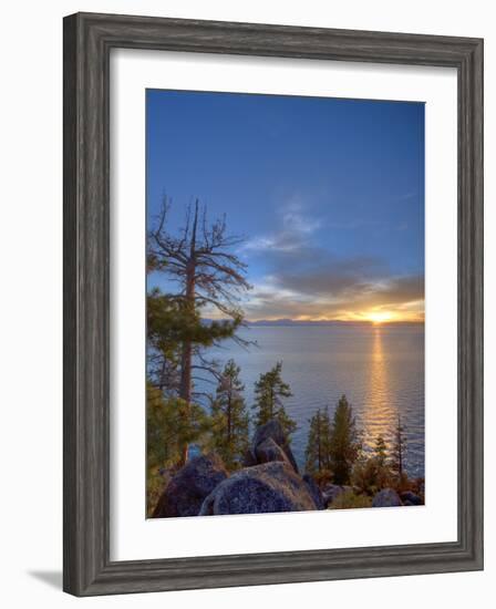 Sunset at Logan Shoals on the East Side of Lake Tahoe, Nevada, USA-Tom Norring-Framed Photographic Print