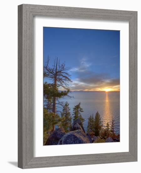 Sunset at Logan Shoals on the East Side of Lake Tahoe, Nevada, USA-Tom Norring-Framed Photographic Print