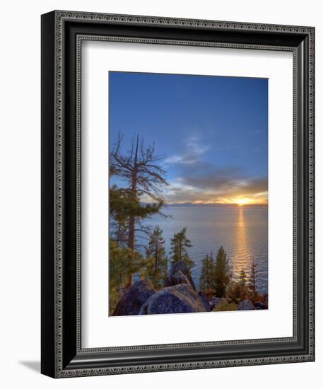 Sunset at Logan Shoals on the East Side of Lake Tahoe, Nevada, USA-Tom Norring-Framed Photographic Print