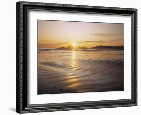 Sunset at Long Beach, Pacific Rim NP, Vancouver Island, B.C., Canada-Greg Probst-Framed Photographic Print