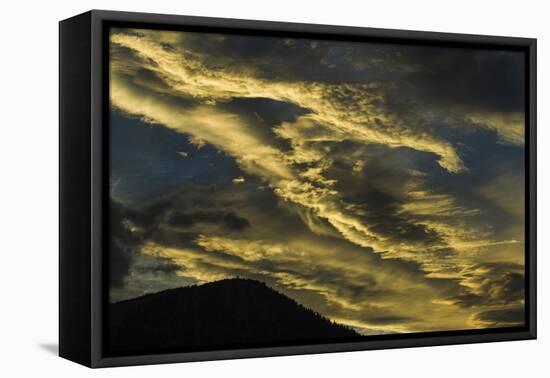 Sunset at Mammoth Lakes California and Wispy, Wind Blown Clouds-Michael Qualls-Framed Premier Image Canvas