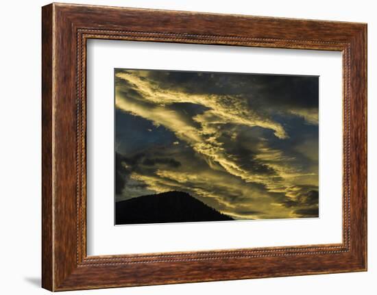 Sunset at Mammoth Lakes California and Wispy, Wind Blown Clouds-Michael Qualls-Framed Photographic Print