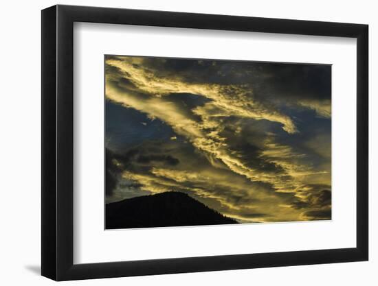 Sunset at Mammoth Lakes California and Wispy, Wind Blown Clouds-Michael Qualls-Framed Photographic Print