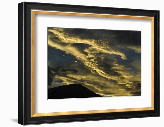 Sunset at Mammoth Lakes California and Wispy, Wind Blown Clouds-Michael Qualls-Framed Photographic Print