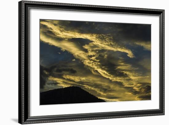 Sunset at Mammoth Lakes California and Wispy, Wind Blown Clouds-Michael Qualls-Framed Photographic Print