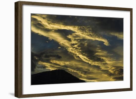 Sunset at Mammoth Lakes California and Wispy, Wind Blown Clouds-Michael Qualls-Framed Photographic Print