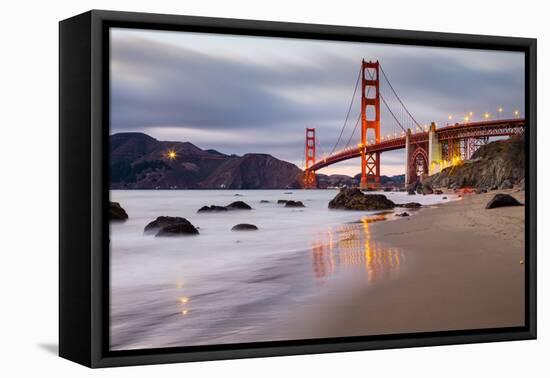 Sunset at Marshall Beach, Golden Gate Bridge, San Francisco California-Vincent James-Framed Premier Image Canvas