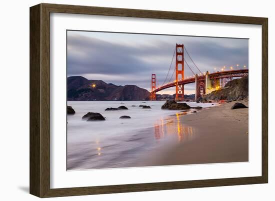 Sunset at Marshall Beach, Golden Gate Bridge, San Francisco California-Vincent James-Framed Photographic Print