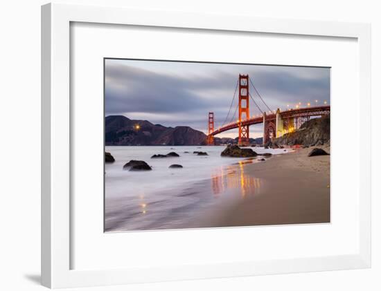 Sunset at Marshall Beach, Golden Gate Bridge, San Francisco California-Vincent James-Framed Photographic Print