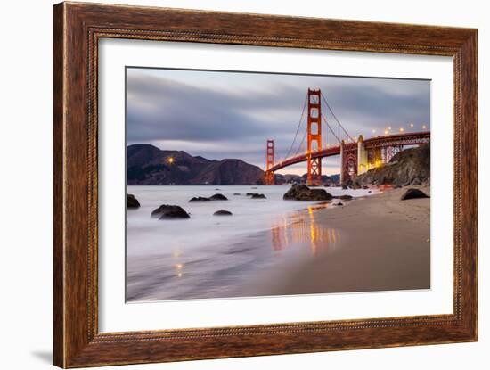 Sunset at Marshall Beach, Golden Gate Bridge, San Francisco California-Vincent James-Framed Photographic Print