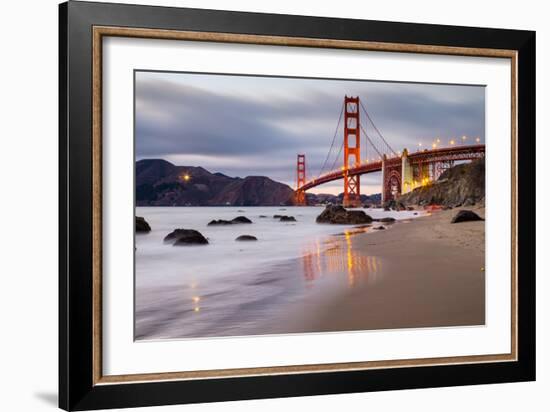 Sunset at Marshall Beach, Golden Gate Bridge, San Francisco California-Vincent James-Framed Photographic Print