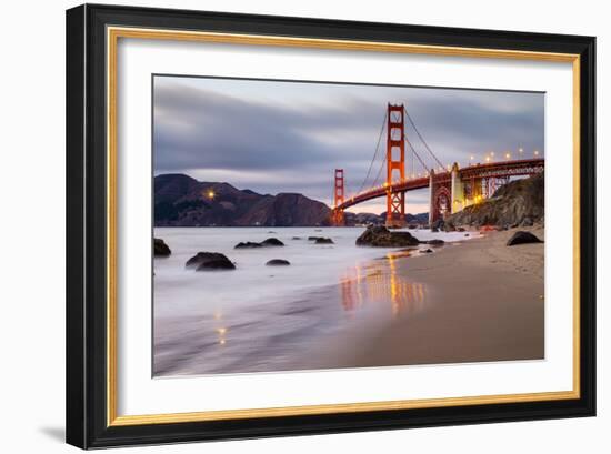 Sunset at Marshall Beach, Golden Gate Bridge, San Francisco California-Vincent James-Framed Photographic Print