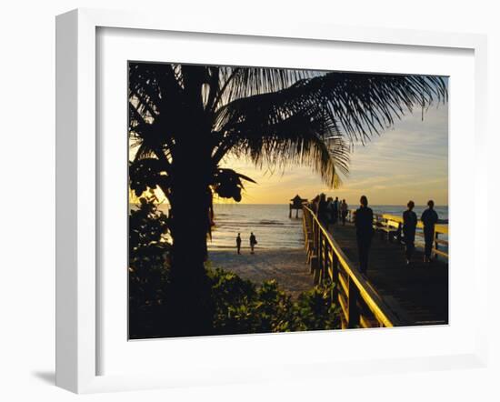 Sunset at Naples Pier, Florida, USA-Fraser Hall-Framed Photographic Print