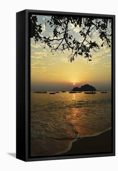 Sunset at Nipah Bay and Coral Island, Pulau Pangkor (Pangkor Island), Perak, Malaysia, Asia-Jochen Schlenker-Framed Premier Image Canvas