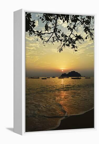 Sunset at Nipah Bay and Coral Island, Pulau Pangkor (Pangkor Island), Perak, Malaysia, Asia-Jochen Schlenker-Framed Premier Image Canvas