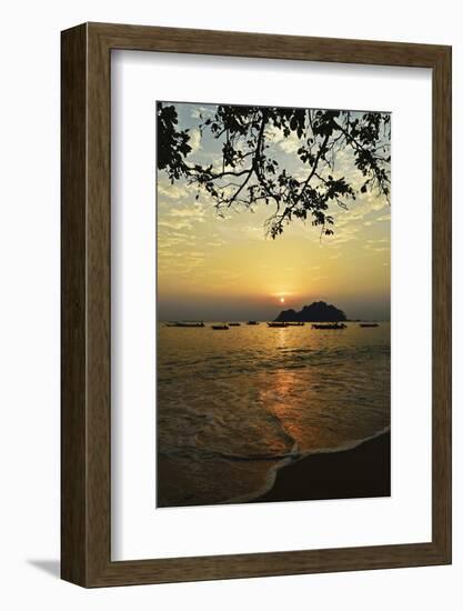 Sunset at Nipah Bay and Coral Island, Pulau Pangkor (Pangkor Island), Perak, Malaysia, Asia-Jochen Schlenker-Framed Photographic Print