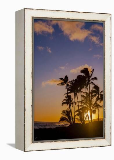 Sunset at Poipu Beach, Kauai, Hawaii, USA-Richard Duval-Framed Premier Image Canvas