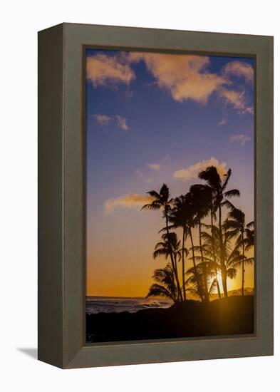 Sunset at Poipu Beach, Kauai, Hawaii, USA-Richard Duval-Framed Premier Image Canvas