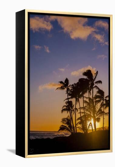 Sunset at Poipu Beach, Kauai, Hawaii, USA-Richard Duval-Framed Premier Image Canvas