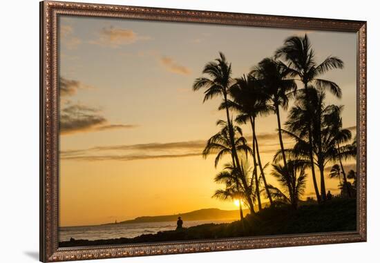 Sunset at Poipu Beach, Kauai, Hawaii-Michael DeFreitas-Framed Photographic Print