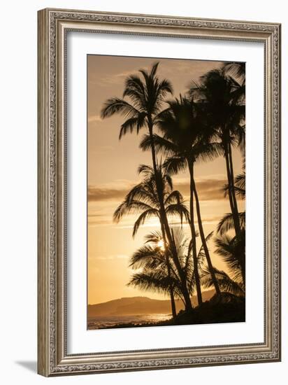 Sunset at Poipu Beach, Kauai, Hawaii-Michael DeFreitas-Framed Photographic Print