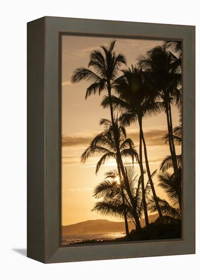 Sunset at Poipu Beach, Kauai, Hawaii-Michael DeFreitas-Framed Premier Image Canvas