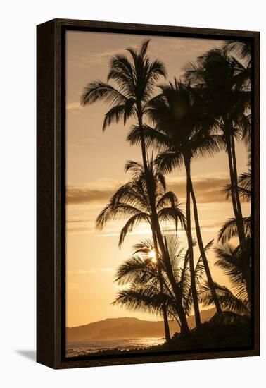 Sunset at Poipu Beach, Kauai, Hawaii-Michael DeFreitas-Framed Premier Image Canvas