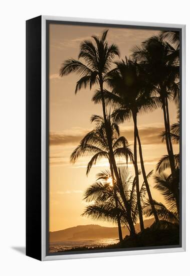 Sunset at Poipu Beach, Kauai, Hawaii-Michael DeFreitas-Framed Premier Image Canvas