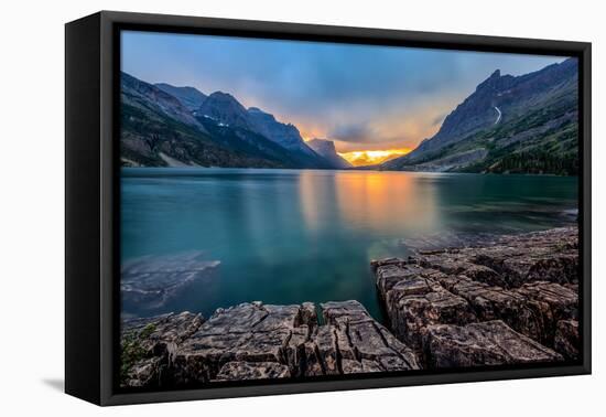 Sunset at St. Mary Lake, Glacier National Park, MT-kan_khampanya-Framed Premier Image Canvas