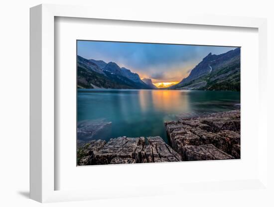 Sunset at St. Mary Lake, Glacier National Park, MT-kan_khampanya-Framed Photographic Print