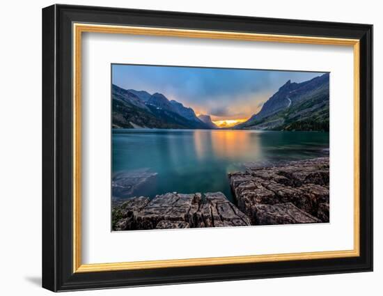 Sunset at St. Mary Lake, Glacier National Park, MT-kan_khampanya-Framed Photographic Print