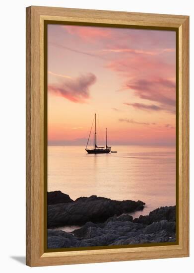 Sunset at the Coast Near Centuri Port, Corsica, France, Mediterranean, Europe-Markus Lange-Framed Premier Image Canvas