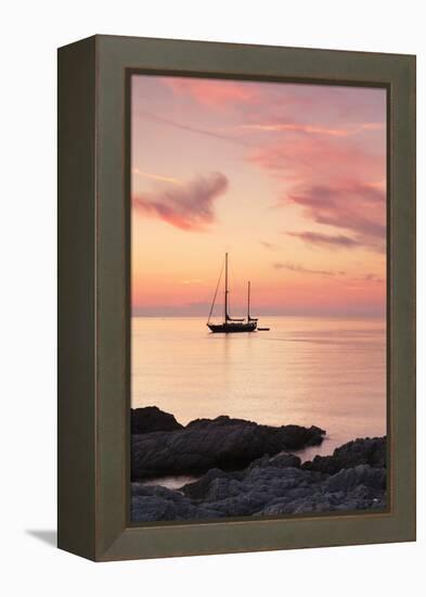 Sunset at the Coast Near Centuri Port, Corsica, France, Mediterranean, Europe-Markus Lange-Framed Premier Image Canvas