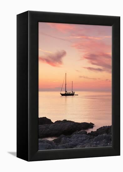 Sunset at the Coast Near Centuri Port, Corsica, France, Mediterranean, Europe-Markus Lange-Framed Premier Image Canvas