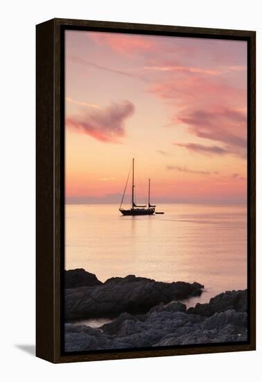 Sunset at the Coast Near Centuri Port, Corsica, France, Mediterranean, Europe-Markus Lange-Framed Premier Image Canvas