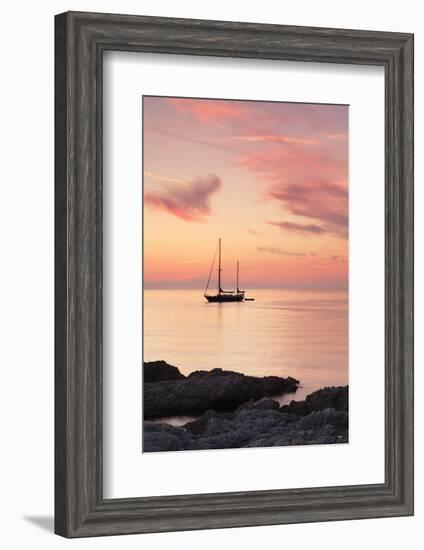 Sunset at the Coast Near Centuri Port, Corsica, France, Mediterranean, Europe-Markus Lange-Framed Photographic Print