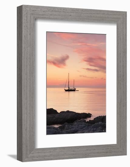 Sunset at the Coast Near Centuri Port, Corsica, France, Mediterranean, Europe-Markus Lange-Framed Photographic Print