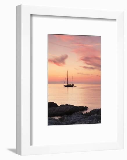 Sunset at the Coast Near Centuri Port, Corsica, France, Mediterranean, Europe-Markus Lange-Framed Photographic Print