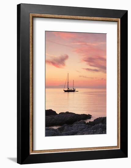 Sunset at the Coast Near Centuri Port, Corsica, France, Mediterranean, Europe-Markus Lange-Framed Photographic Print